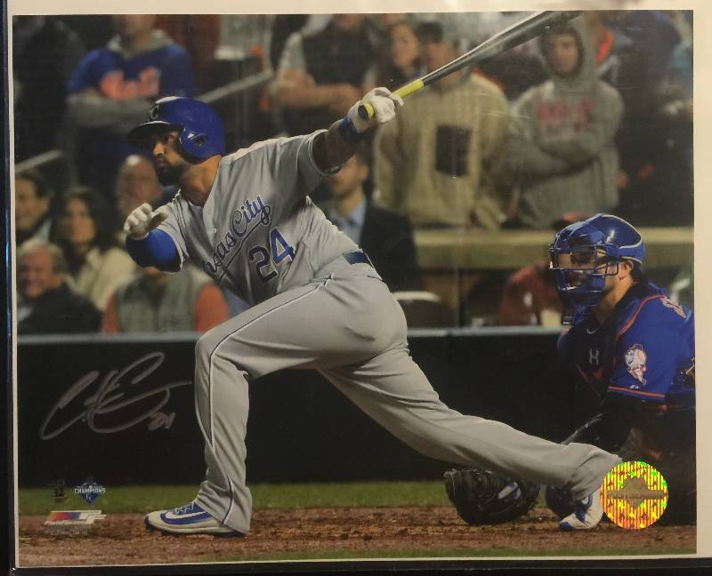 lot 1212 image: Signed 8x10 Photograph Christian Colon Game 5 World Series Clinching RBI Swing