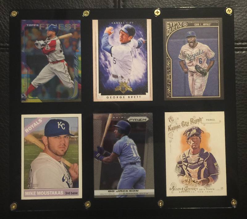 lot 1216 image: Six Card Kansas City Royals Acrylic Black Border Frame Piece