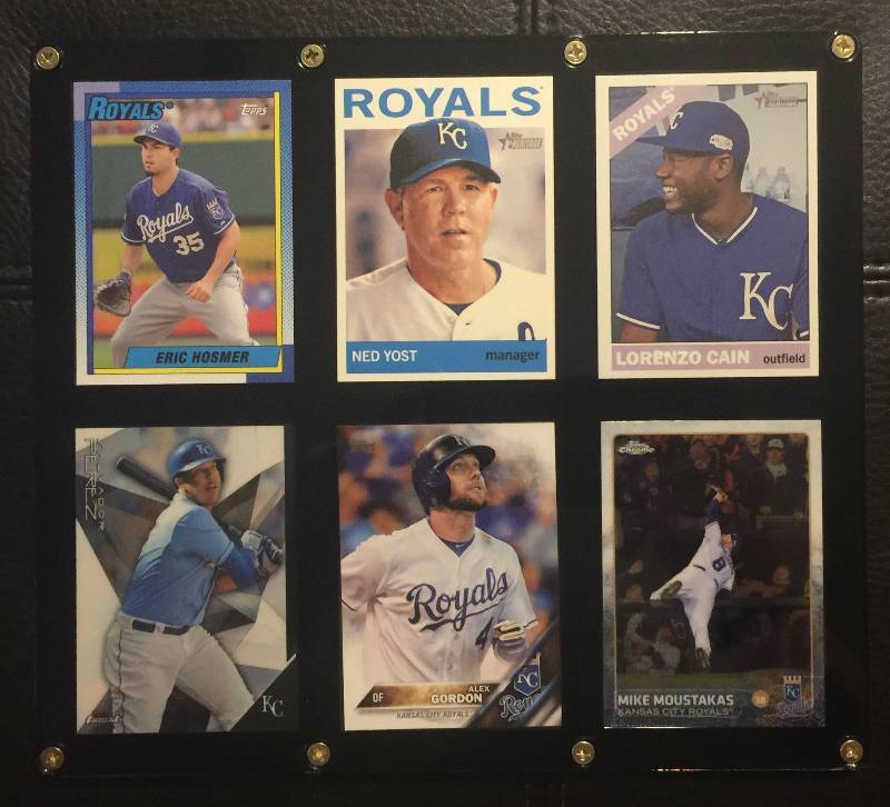 lot 1217 image: Kansas City Royals Six Card Black Frame Acrylic Wall Hanging Plaque