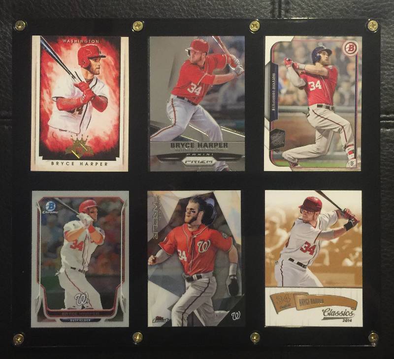 lot 1219 image: Six Card Acrylic Black Frame Wall Hanging Plaque of Bryce Harper