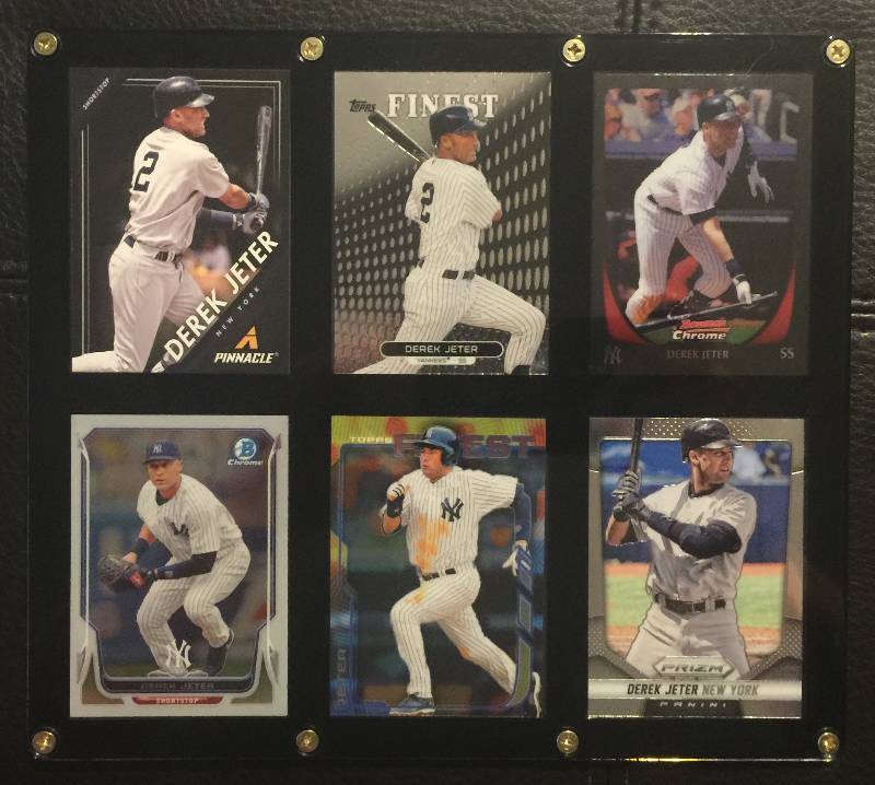 lot 1220 image: Six Card Acrylic Black Frame Wall Hanging Plaque of Derek Jeter