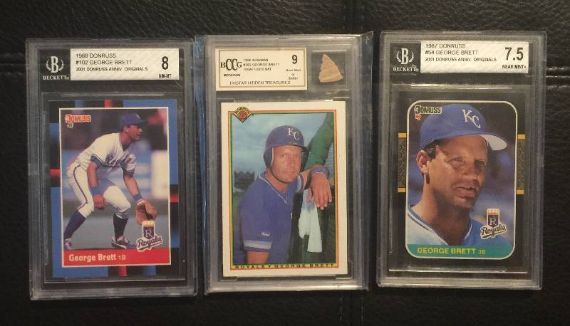 lot 1223 image: THREE Graded George Brett Baseball Cards