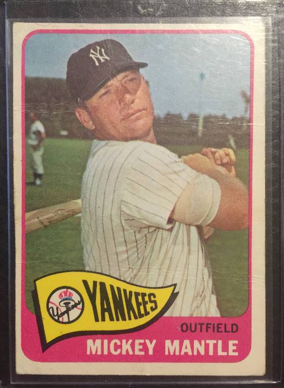 lot 1224 image: 1965 Topps Mickey Mantle New York Yankees Baseball Card #350