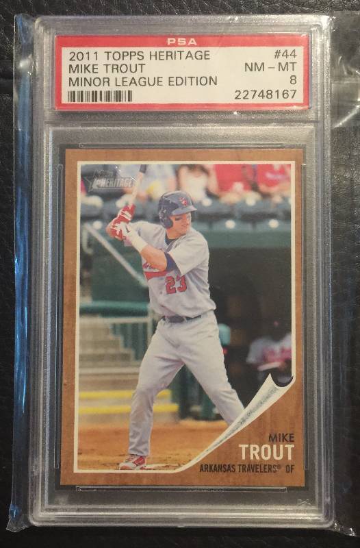 lot 1225 image: PSA 8 2011 Topps Heritage Minor League Mike Trout Rookie Card