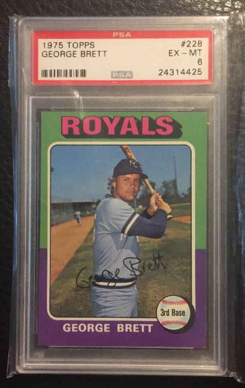 lot 1226 image: EX-MINT PSA 6 1975 Topps George Brett Rookie Card Professionally Graded