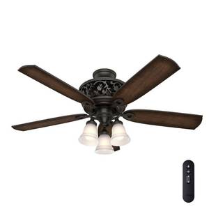 lot 34273 image: Hunter 54 Promenade Brittany Bronze Ceiling Fan with Light Kit and Remote