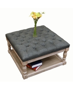 lot 34287 image: Cairona Fabric 30-inch Tufted Shelved Ottoman (Optional Colors)- Retail$317.49