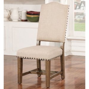 lot 34348 image: Furniture of America Dice Rustic Oak Solid Wood Side Chairs (Set of 2)- Retail$277.49