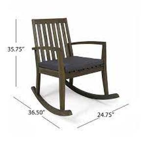lot 34260 image: Montrose outdoor Acacia wood rocking chair teak finish and dark grey cushion 1 only