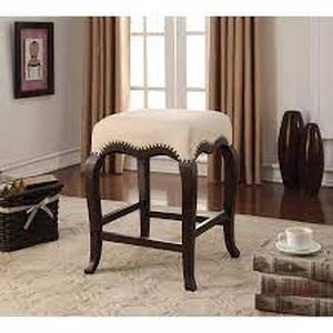lot 34280 image: Gracewood Hollow Linden Cream Fabric Counter-height Stool with Espresso-finished Wood Legs and cream seat Retail$122.99 1only