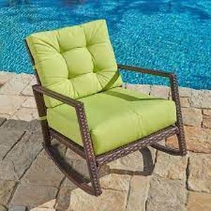 lot 34288 image: Pheap Outdoor Wicker Rocking Chair by Havenside Home- Retail$171.49 brown 1 only