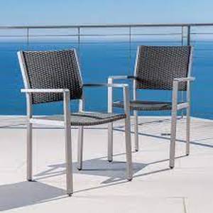 lot 34301 image: Cape coral outdoor chair aluminum dining set of 2 grey