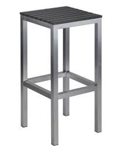 lot 34308 image: Knotts Brushed Aluminium Slate Grey Polyethylene Aluminum Outdoor Backless Barstool by Havenside Home- Retail$123.99