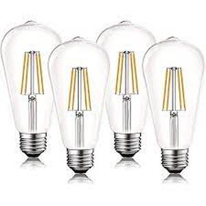 lot 34310 image: luxrite vintage led Edison bulb 60w light bulbs 2700K (Warm White) 4pc