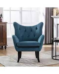 lot 34343 image: merax velvet tufted wingback accent chair teal blue 1only
