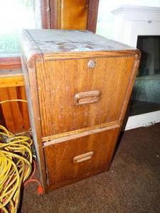 lot 38153 image: Wooden 2-Drawer File Cabinet