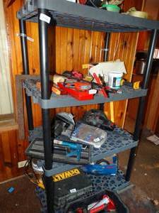 lot 38167 image: Black Plastic Storage Shelf