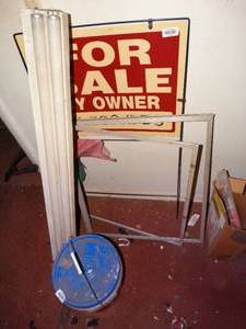 lot 38120 image: For Sale by Owner Yard Sign, Light Fixture and Window Screen Frames