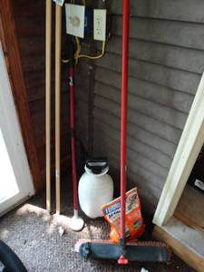 lot 38295 image: Push Broom, Pressure Sprayer, and Misc