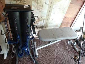 lot 38292 image: Weight bench & gym tree equipment holder