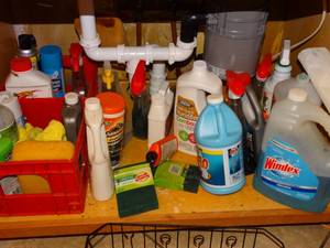 lot 38262 image: Various cleaning supplies under sink