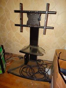 lot 38192 image: TV Stand with Mount and Glass Shelves