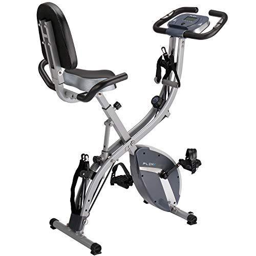 lot 30102 image: PLENY Folding Fitness Exercise Bike Workout, Slim Cycle Stationary Bike for Home, 3-in-1 Foldable Exercise Bikes for Adults (Gray)