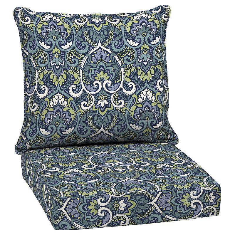 lot 30150 image: Arden Selections Sapphire Aurora Damask Outdoor Deep Seat Set - 46.5 in L x 25 in W x 6.5 in H