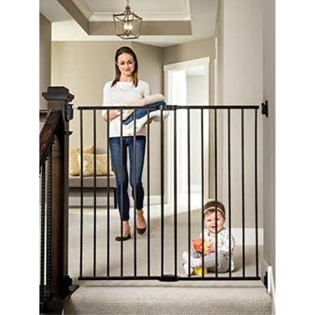 lot 12169 image: Regalo Extra Tall Stairway and Hallway Walk Through Baby Gate, Black