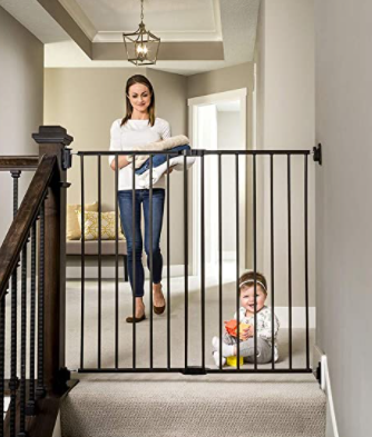 lot 12171 image: Regalo Extra Tall Stairway and Hallway Walk Through Baby Gate, Black