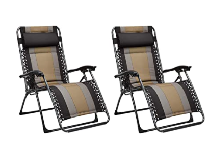 lot 12149 image: Padded Zero Gravity Chair Black 2 Pack