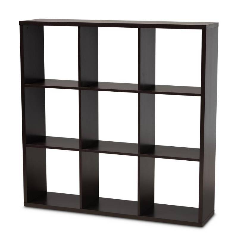lot 20074 image: Baxton Studio Janne Dark Brown Finished 9-Cube Storage Shelf