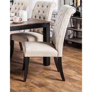 lot 19456 image: Furniture Of America Marshall Ivory UPH Side Chair With Tufted Back Set Of Two