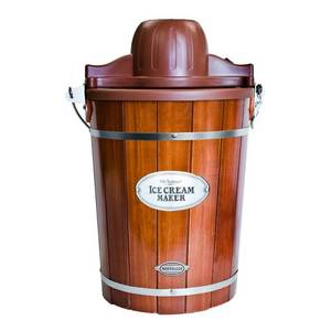 lot 19506 image: Nostalgia ICMP600WD 6-Quart Wood Bucket Ice Cream Maker- Retail$79.98