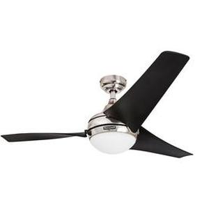lot 19509 image: 52 Honeywell Rio Brushed Nickel 3 Blade Ceiling Fan with Integrated Light and Remote - Retail$129.00