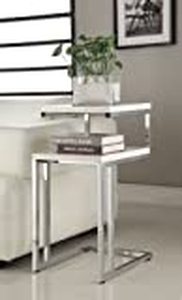 lot 19518 image: White Finish Chrome Side End Snack Table- Retail$78.48