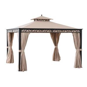 lot 19531 image: Sunjoy 10 ft. x 12 ft. Steel Gazebo with Vine Frame Detail- Retail$958.99