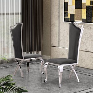 lot 19560 image: Best Quality Furniture Luxe Upholstered Dining Accent Chairs (Set of 2)- Retail$962.49
