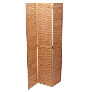 lot 19589 image: Basket Weave 3-panel Folding Bamboo Screen - 16 x 68- Retail$127.49