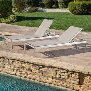 lot 19596 image: Cape Coral Outdoor Aluminum Adjustable Chaise Lounge (Set of 2) by Christopher Knight Home - Retail$466.99