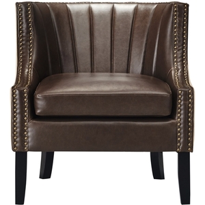 lot 19623 image: Finch - Traditional Faux Leather Accent Chair - Brown