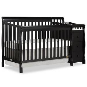 lot 19662 image: Dream On Me Brody 4-in-1 Fixed-Side Convertible Crib and Changing Table Combo, Black