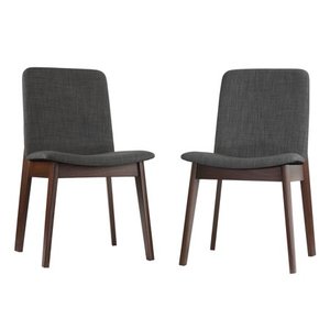 lot 19670 image: Cortesi Home Bjorn Dining Chair in Charcoal Fabric, Walnut Finish (Set of 2)