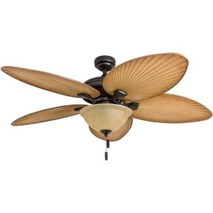 lot 19678 image: Honeywell Palm Valley 52 Bronze Tropical LED Ceiling Fan with Light, Palm Leaf Blades