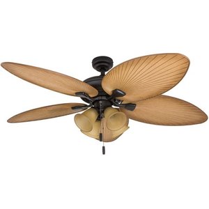 lot 19680 image: Honeywell Palm Valley 52 Bronze Tropical LED Ceiling Fan with Branch Lighting and Palm Leaf Blades - Retail$147.49