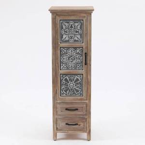 lot 19693 image: Metal and Wood Tall Tower Cabinet- Retail$208.99