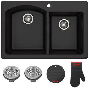 lot 19697 image: KRAUS Forteza Granite 33 inch 6040 Undermount Drop-in Kitchen Sink- Retail$289.95
