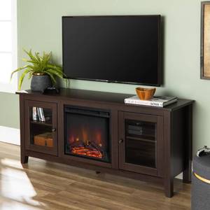 lot 19702 image: Walker Edison Espresso Fireplace TV Stand for TVs up to 64