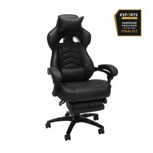 lot 19719 image: RESPAWN 110 Racing Style Gaming Chair, Reclining Ergonomic Leather Chair with Footrest, in Black (RSP-110-BLK)