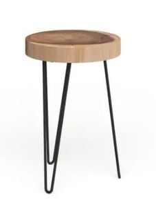 lot 19503 image: Brown Wood Carbon Loft Julia Brown Teakwood Round Accent Table